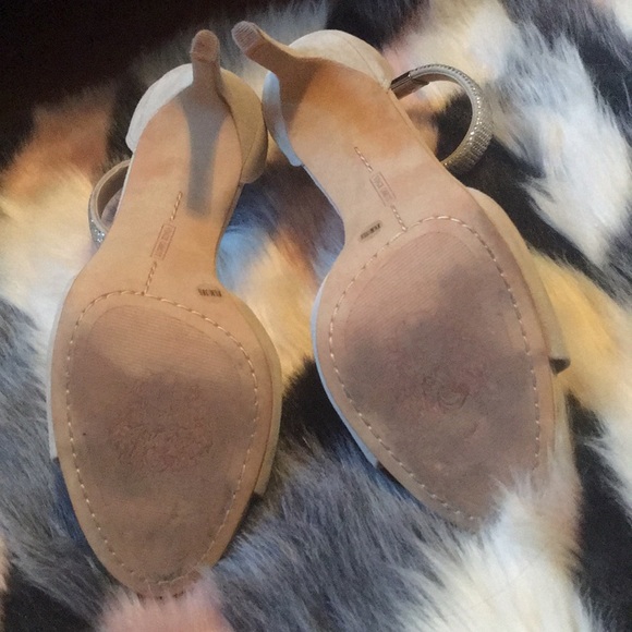 Suede Nude Heels with Crystal Ankle Studs - Picture 4 of 6